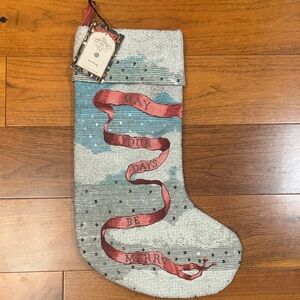 Cynthia Rowley Gray Holiday Stocking with Red Ribbon